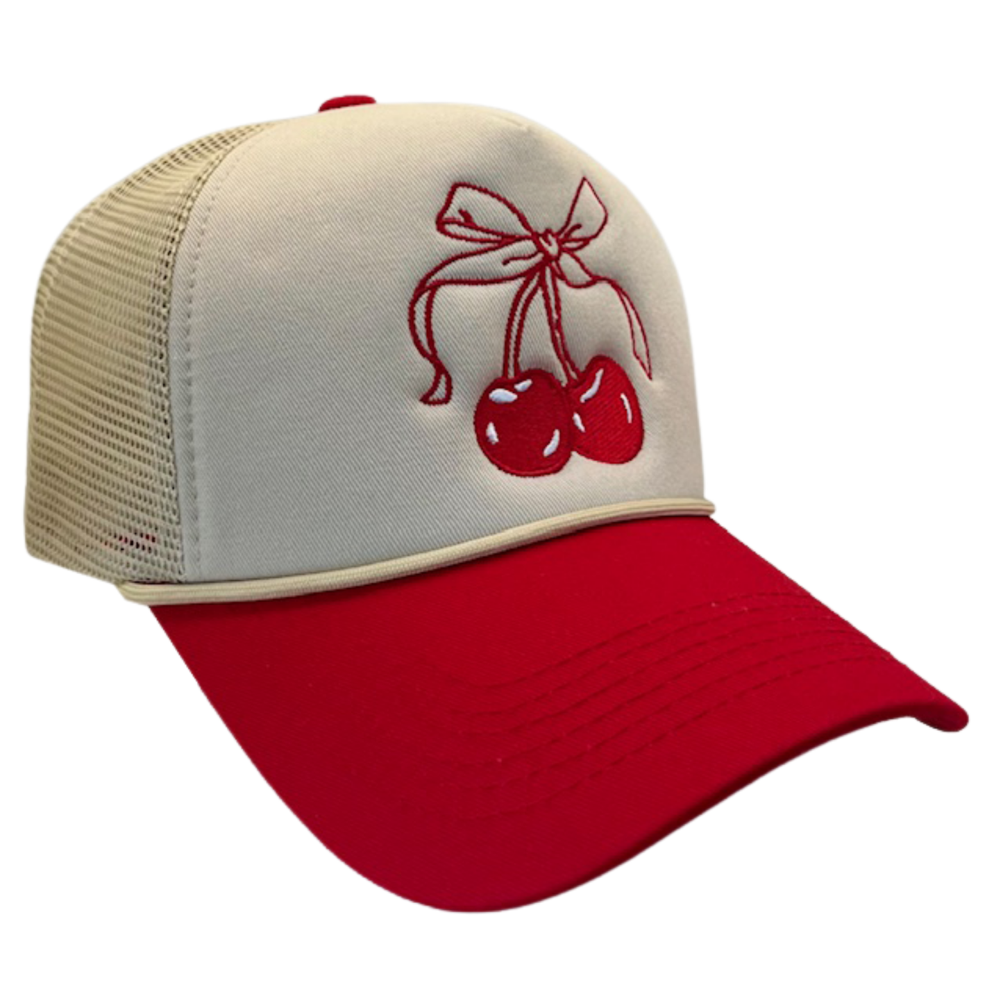 Cherry Bow Two Tone Trucker Hat