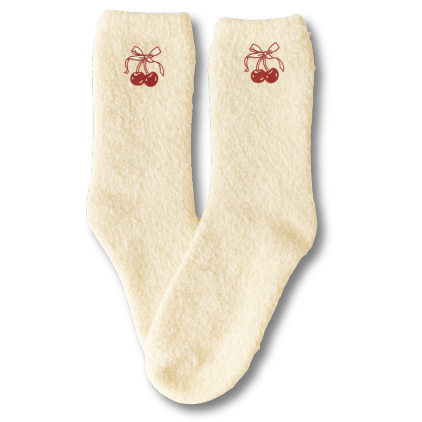 Cherry Bow Cozy Sock