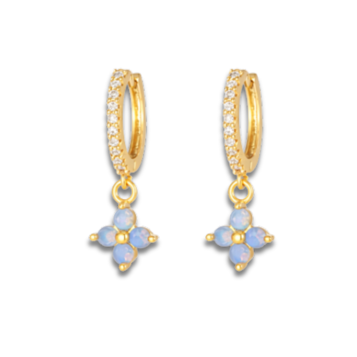 Floral Opal Dangle Hoop Earring