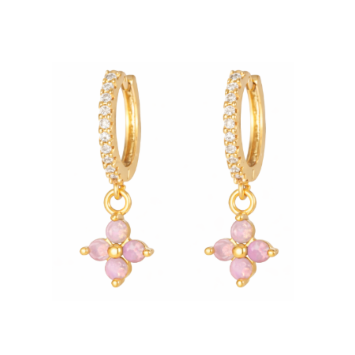Floral Opal Dangle Hoop Earring