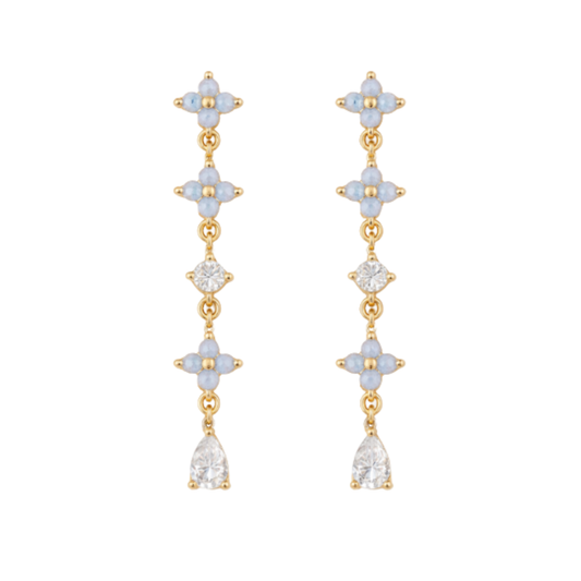 Floral Opal Cluster Linear Earring