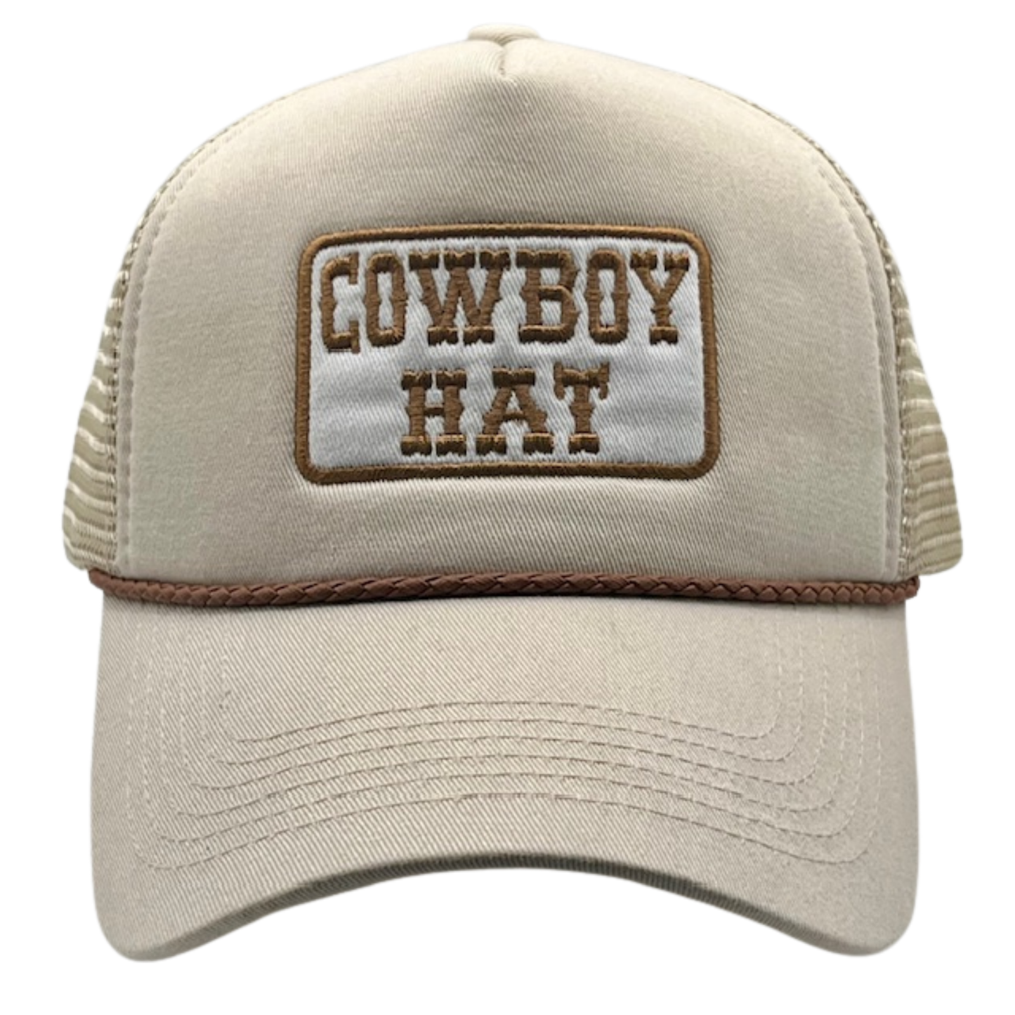 Cowboy Hat Patch Trucker Hat With Rope