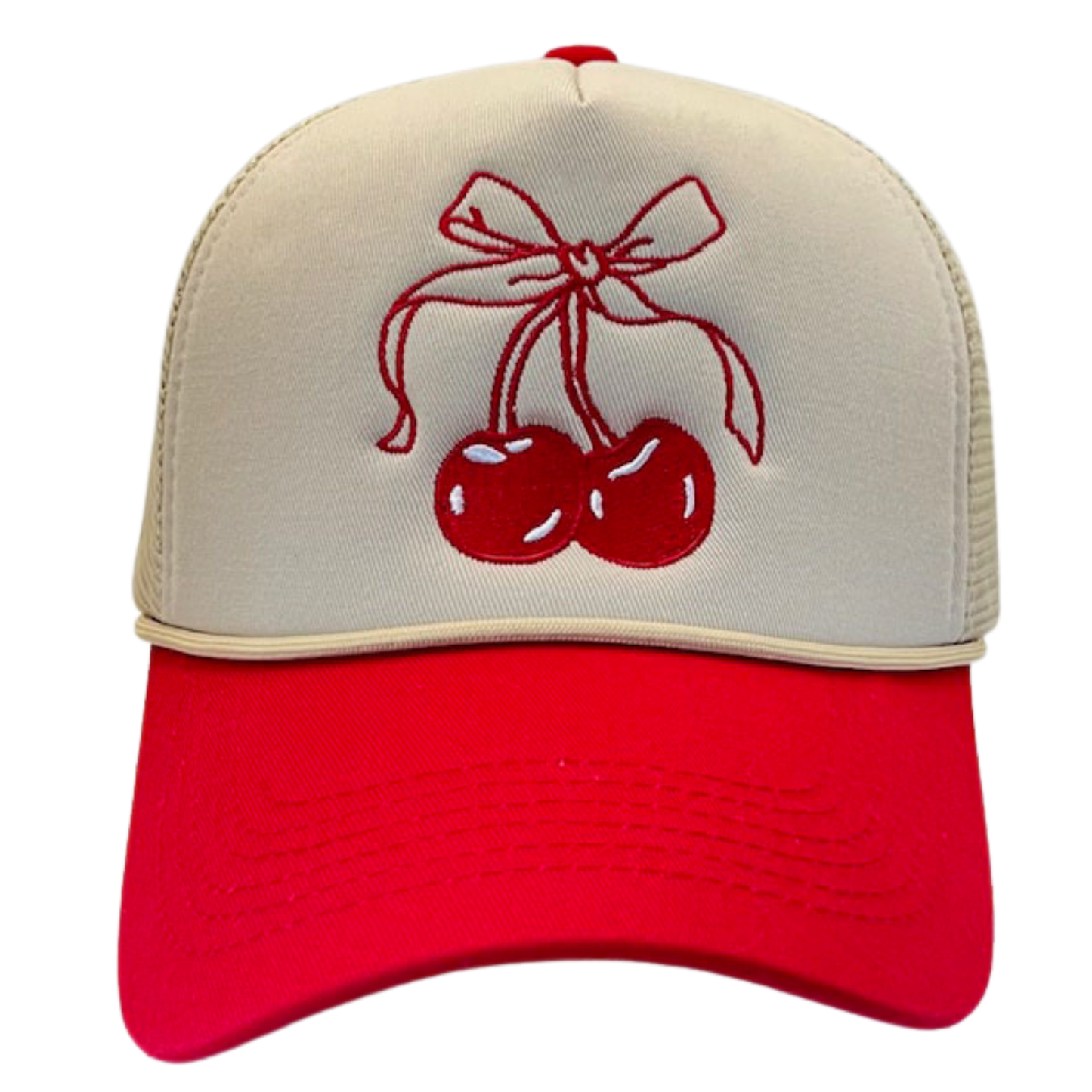 Cherry Bow Two Tone Trucker Hat