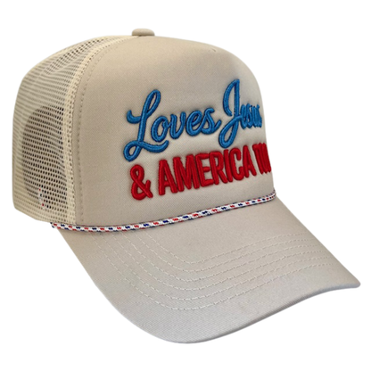 Loves Jesus and America Too Trucker Hat