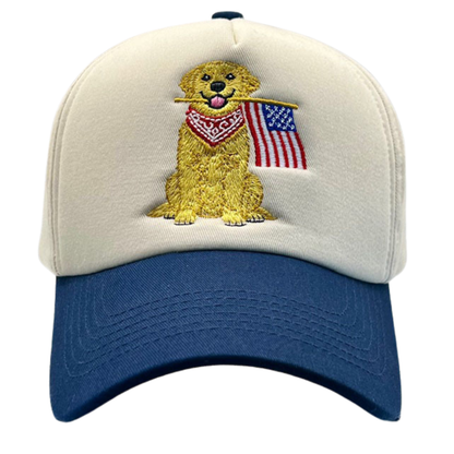 Patriotic Golden Retriever Trucker Hat