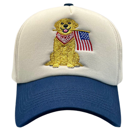 Patriotic Golden Retriever Trucker Hat