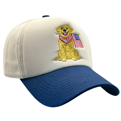 Patriotic Golden Retriever Trucker Hat