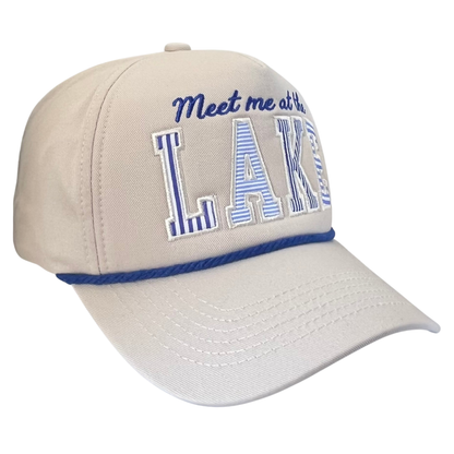 Meet Me At The Lake Striped Patch Trucker Hat