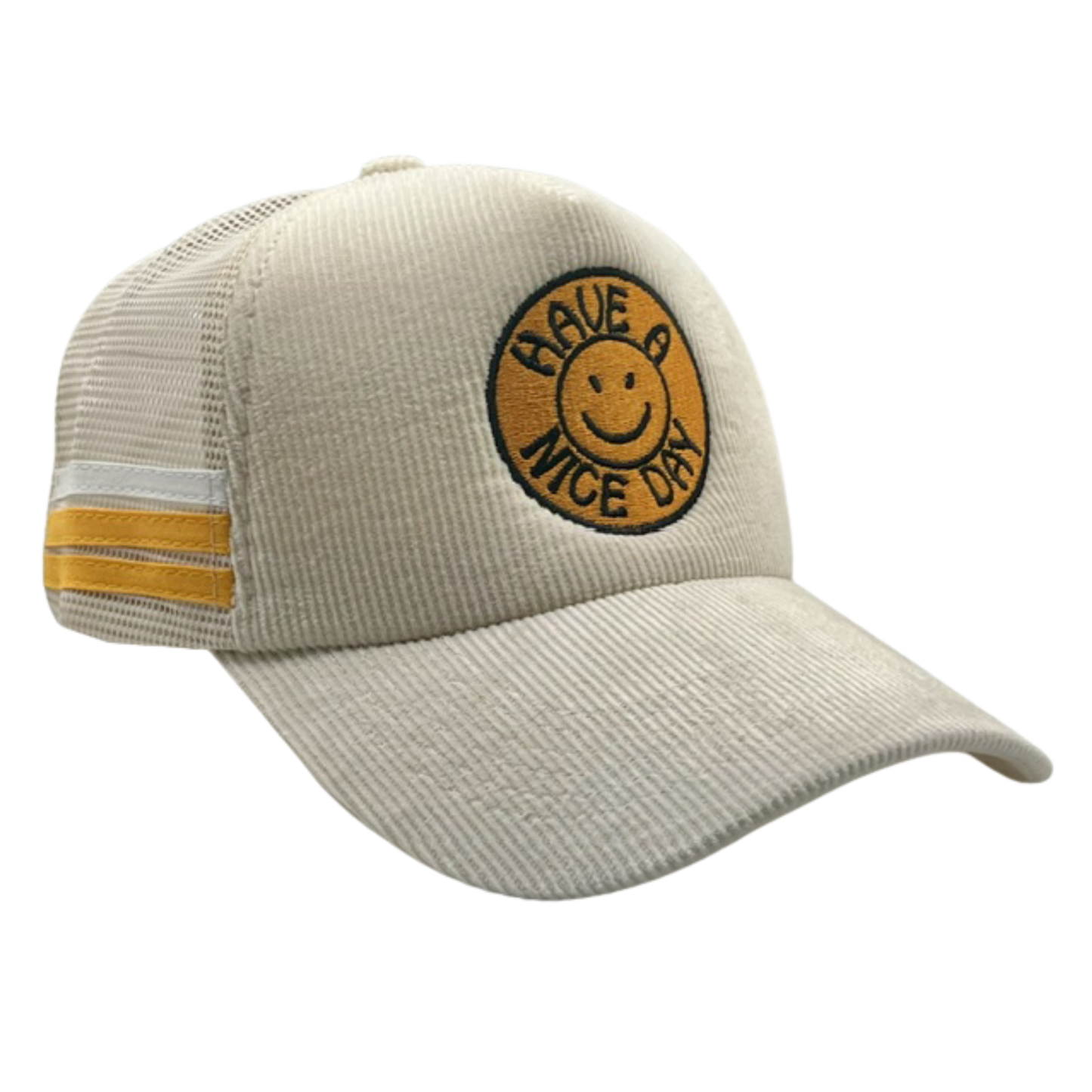 Have A Nice Day Patch Corduroy Trucker Hat