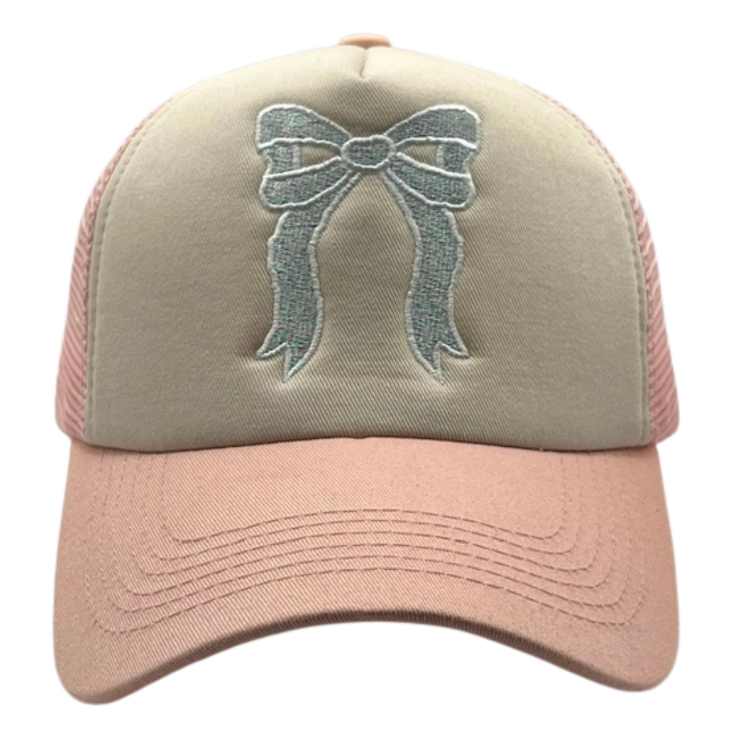 Embroidered Bow Two Tone Trucker Hat