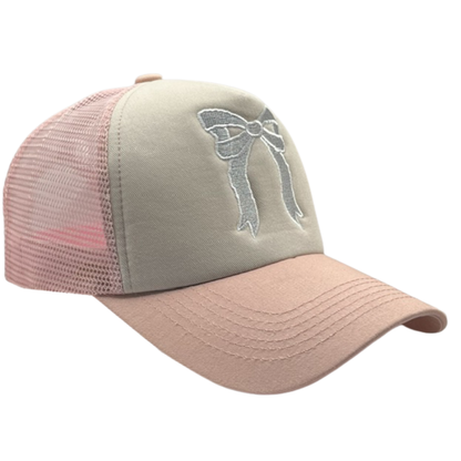 Embroidered Bow Two Tone Trucker Hat
