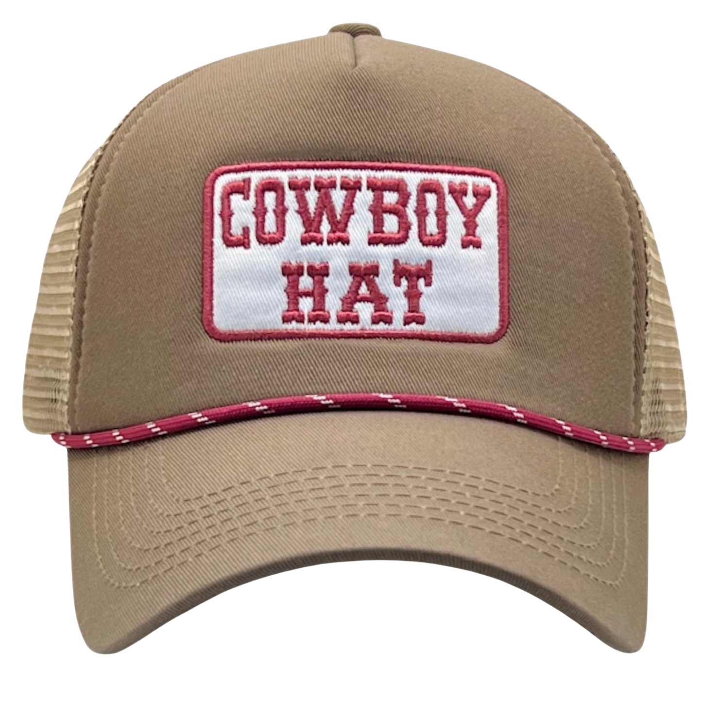 Cowboy Hat Patch Trucker Hat With Rope