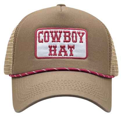 Cowboy Hat Patch Trucker Hat With Rope