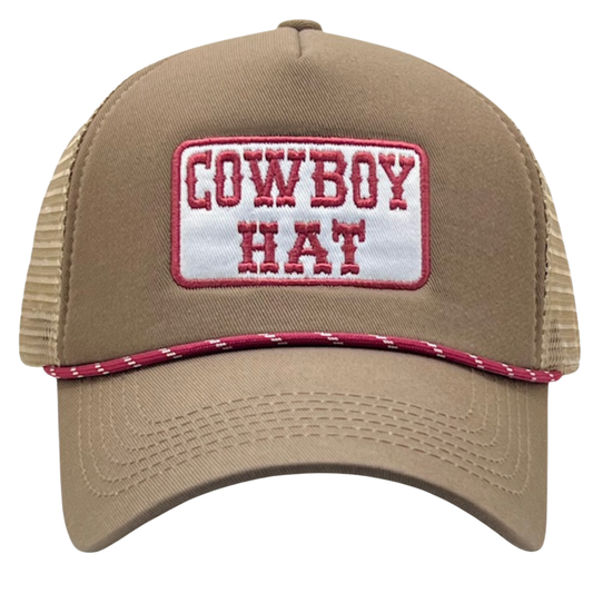 Cowboy Hat Patch Trucker Hat With Rope