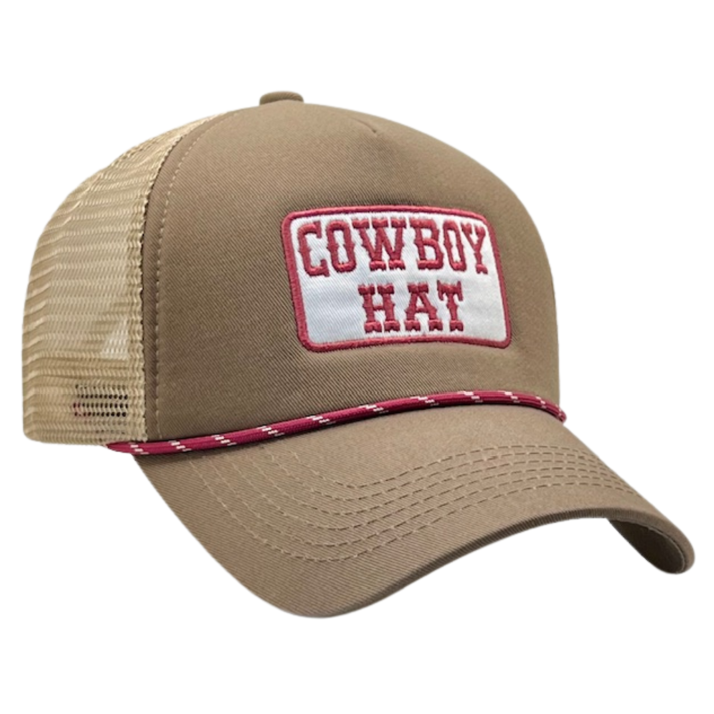 Cowboy Hat Patch Trucker Hat With Rope