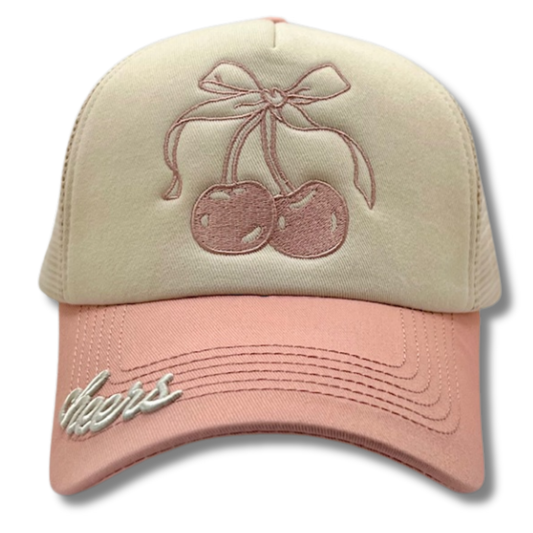 Cherry Bow Cheers Trucker Hat