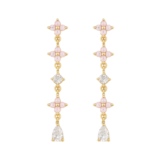 Floral Opal Cluster Linear Earring