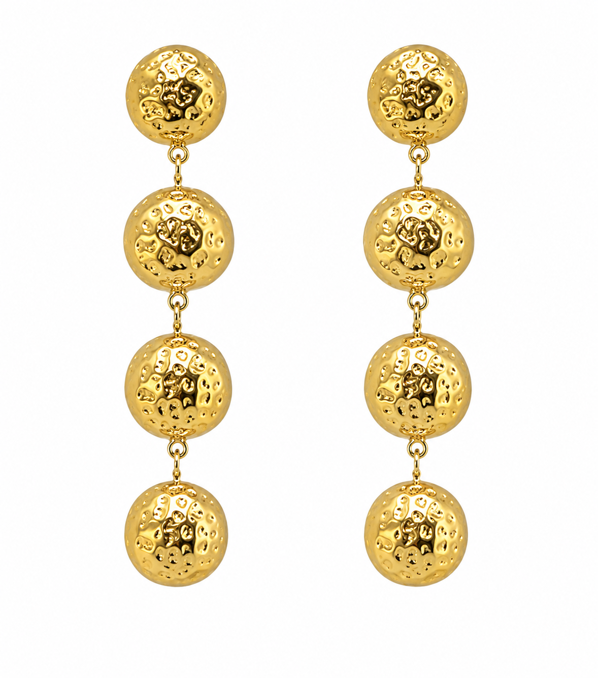 Pearl Hammered Disc Linear Earrings