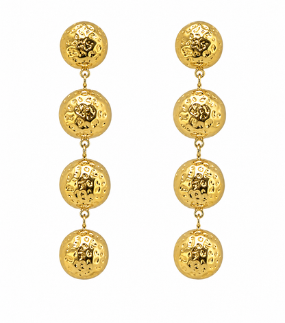 Pearl Hammered Disc Linear Earrings